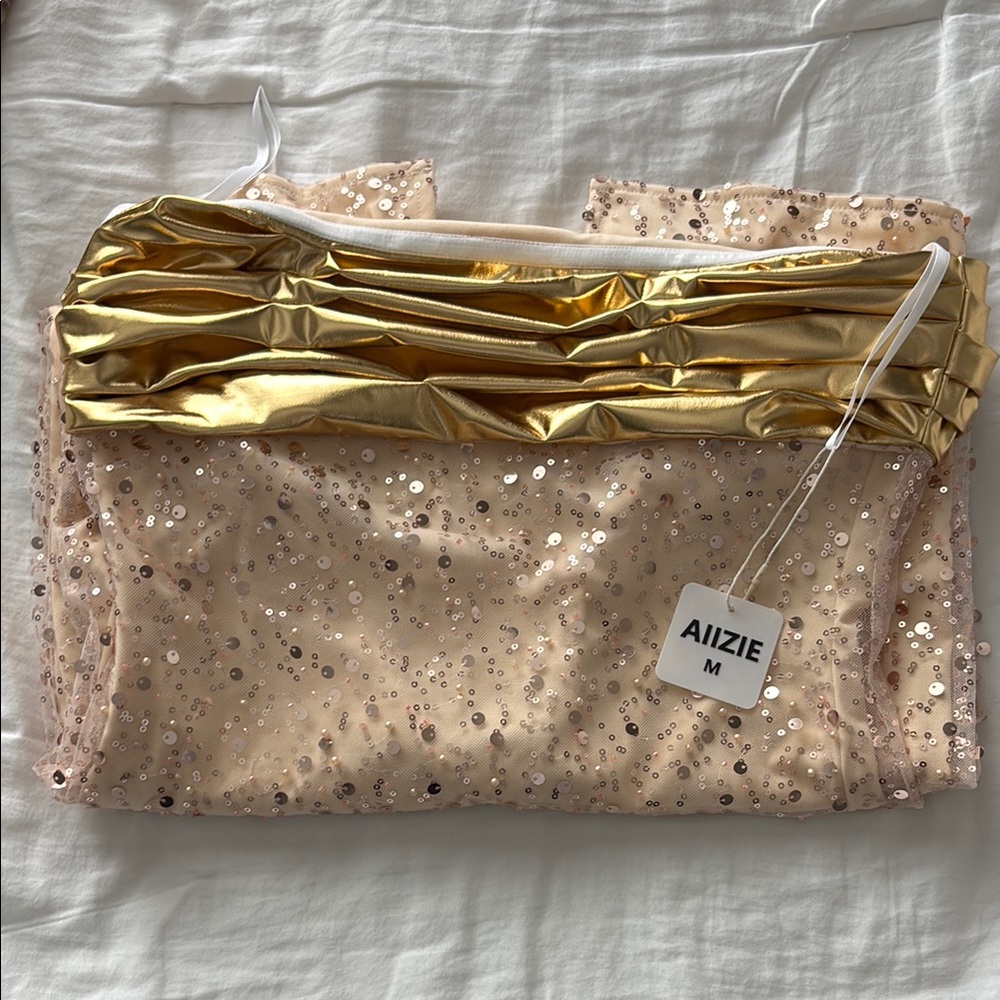 AIIZIE Gold and Sequin Dress